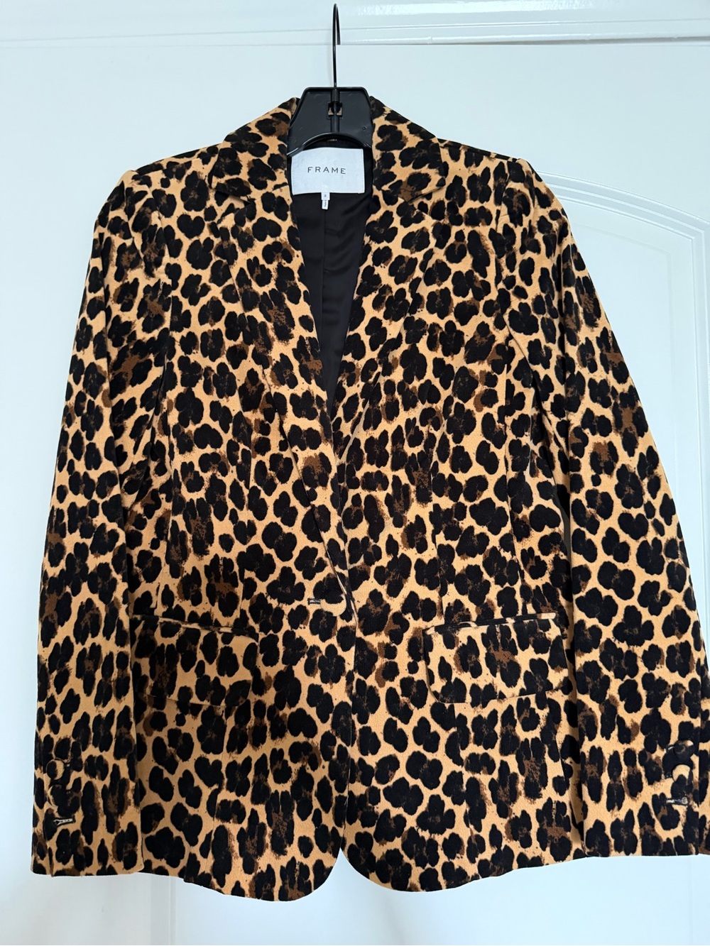 Frame Denim Leopard-Print Blazer in Tan and Black